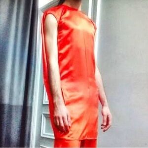 Acne Studios - Teddi BRIGHT ORANGE Silk Satin Dress